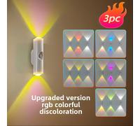 TEMU 3/5pcs Luz de Pared con Sensor de Movimiento Cabeza Recargable USB RGB 3/7 de Color Regulación para Dormitorio/Escalera/ Foco Estético Moderno