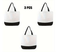 TEMU 3/6/12 piezas de bolsa de compras de lona para coser, con asa de gran capacidad, bolsa de compras de , bolsa de lona DIY con