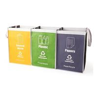 TEMU 3 bolsas para contenedor de reciclaje para cocina | Cesta de almacenamiento para contenedor de clasificación de residuos domésticos, polipropileno, plegable - , Azul, Verde