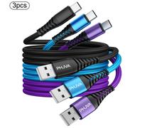 TEMU 3 cables de carga rápida Tipo-C, 3.3ft/6.6ft/9.9ft cable trenzado USB-A a USB-C, compatible con for Samsung Xiaomi Redmi Oppo Oneplus y más smartphones, para iPhone 17/16/15 Pro/Plus/Pro de carga