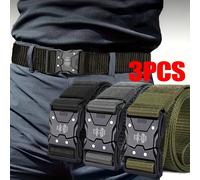 TEMU 3 cinturones deportivos para hombre - Cinturones de lona duraderos con hebilla de clavija, ajuste ajustable para senderismo, gimnasio y uso casual - Negro, accesorios para senderismo