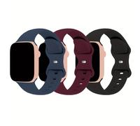 TEMU 3 correas deportivas de silicona para Apple Watch - Compatibles con tamaños de 38 mm a 49 mm, aptas para Series 10/9/8/SE/7/6/5/4/3/2/1