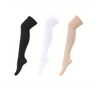 TEMU 3 de calcetines de compresión de para mujer - de poliéster transpirable, color sólido, soporte y comodidad para todas , solo a , calcetines deportivos diarios | Calcetines de |