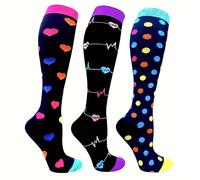 TEMU 3 de Calcetines de Compresión para Mujer, de , Tela de Punto, 80% Nailon, 5% Espandex, 15% Poliéster, 300g/m², a , para San Valentín, Día de la Mujer, Día de la , Acción de Gracias, Navidad