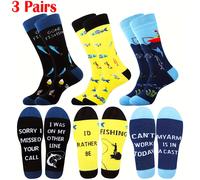 TEMU 3 de Calcetines de Pesca Modernos - Medias Divertidas y Estilosas la Pantorrilla, Regalo para Papá o , Cómodas Unisex, Presente Único de Navidad para Adolescentes