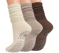 TEMU 3 de calcetines de yoga de silicona antideslizantes para mujeres, adecuados para Pilates y ejercicios en interiores, también ideales para la y .