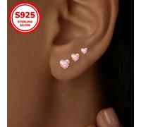 TEMU 3 de Earrings de Mujer con Tachuelas, Diseño de Colorido en Plata S925, Set con Zirconia Sintética, Ideales para Uso Diario, Fiestas, , San Valentín y Regalos Festivos, Hipoalergénicos