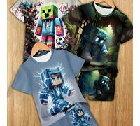 TEMU 3 Juegos de 6 Piezas de Camiseta de Manga Corta y Pantalones Cortos con Estampado 3D para Niños, Conjunto de Camiseta y Pantalones Cortos para Exteriores, para Actividades al Aire Libre