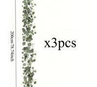 TEMU 3 Juegos de Guirnaldas de Eucalipto Artificial Extra Largas de 200Cm con Estrellas Blancas - Decoraciones Colgantes de Plástico Premium para , Adecuadas para , Compromisos, Patios al