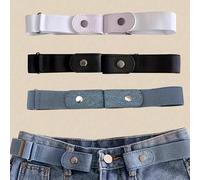 TEMU 3-Pack Cinturones Elásticos de Lona, Cinturillas Invisibles Casuales para Vestidos y Ropa Exterior, Accesorio de Moda para a Día, Lavable a , , Tejido de Punto, Talla Única