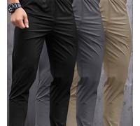 TEMU 3 pantalones largos para hombre para y otoño, nueva cintura con banda tejida elástica, pantalones casuales para el hogar, deportes , , transpirables, de secado rápido y adelgazantes