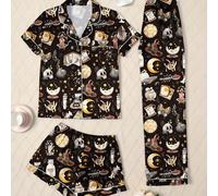 TEMU 3 Piezas Conjunto de Ropa - de Hueso Luna y Sol con Cuello, Ropa y Vestido (Sin Elastano) | Pijama para s, Diseño Celestial en China, Ropa de Invierno Lavable a Máquina (Otoño/Invierno)