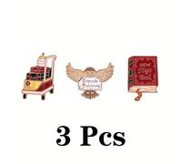 TEMU 3 Piezas de Broche de Harry Potter: Pin de Esmalte Libro Mágico Hedwig, Metálica para Ropa y Mochila, Accesorio Regalo para