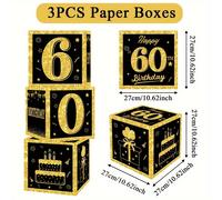 TEMU 3 Piezas de Cajas Doradas Negras para , Decoraciones de para de 18/30/40/ Años, Accesorios de para Hombres y Mujeres, Halloween, Navidad