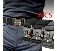 TEMU 3 piezas de cinturones tácticos de lona auténtica, adecuados para entrenamiento al , accesorios de pantalones para hombres y mujeres, cinturones de diseñador de moda.