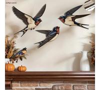 TEMU 3 Piezas de Decoración Clásica para la pared con en Madera y - Réplica Viva del Posado Mújol, Realista Colores Plumaje Fácil Instalar Ideales Dormitorio Sala Estudio Bar Café Regalo Décor