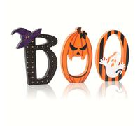 TEMU 3 Piezas de Decoración de Halloween "Boo", Adornos de Escritorio para Halloween y Navidad
