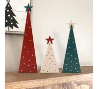 TEMU 3 Piezas de Decoraciones Navideñas, 3 Tamaños de Letreros de Árbol de Madera con Estrellas, Adornos para Hogar, Repisas, Chimenea y Mesa