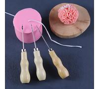 TEMU 3 piezas de herramientas de tallado para hacer velas de acero inoxidable, taladro manual de bricolaje para manualidades, para moldes de silicona, accesorios de ganchillo de agujero y forma