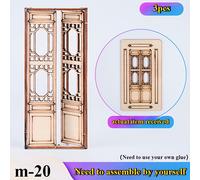 TEMU 3 piezas de kit de de puerta de en miniatura de estilo chino sin terminar, 1:25, de construcción de de móvil, de artesanía de bricolaje