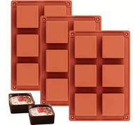TEMU 3 piezas de molde de silicona para brownies de 2" x 2" x 1" para hacer chocolate, muffins, fudges, y bombas de grasa keto.