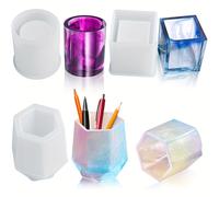 TEMU 3 Piezas de Moldes de Silicona Compatibles para Manualidades de Resina DIY - Moldes Rectangulares y Cilíndricos, Moldes de Epoxi para Macetas, Portaplumas y Organizadores de Cuentas