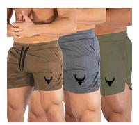 TEMU 3 piezas de Pantalones Cortos de Playa para Hombre con Diseño Original de Cabeza de , Impresión de Baloncesto, Deportes, , Secado Rápido, Cómodos y Transpirables