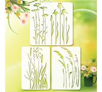 TEMU 3 piezas de Plantillas Grandes para Pintura de , Plantas Floral Reutilizables para Manualidades DIY, Pared, , Tablero, Tela, Material Plástico,