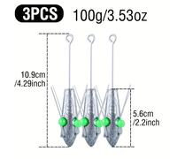 TEMU 3 piezas de plomadas de pesca de surf Sputnik de hundimiento rápido con cuentas luminosas de 80/100/125/150/175/200 g, pesos de plomo - para pesca nocturna en , accesorios de pesca luminosos