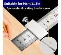 TEMU 3 Piezas de Regla de Posicionamiento de Precisión de Aleación de Aluminio de 11.8 Pulgadas - Herramienta de Medición Multifunción de Acero Inoxidable, Ideal para Diseñadores, y Carpinteros