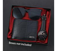 TEMU 3 piezas de reloj de cuarzo casual de moda para hombres y mujeres, conjunto de carteras y gafas para uso diario y regalos.