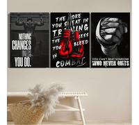 TEMU 3 piezas decorativo impreso en , decoración de pared deportiva, boxeo, citas motivadoras, estilo atlético, y negro, decorativo de pared para el hogar