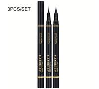 TEMU 3 piezas/juego de lápices de ojos líquidos impermeables - acabado mate, fácil de aplicar, maquillaje de ojos duradero en negro, fácil de crear maquillaje diario