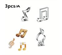 TEMU 3 piezas/juego, molde para cortar galletas de de acero inoxidable para instrumentos musicales, musical, forma de guitarra y violín, molde para hornear