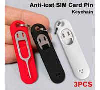 TEMU 3 Piezas Llavero de Tarjeta SIM con Aguja Antipérdida, Bandeja para ID y Teléfono, Anillo de Acero Inoxidable, Pin para