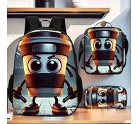 TEMU 3 piezas, mochila Cappuccino Assassino Brainrot Meme cierre de cremallera para hombres y mujeres mochila de la libro campus regreso a
