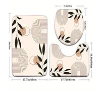 TEMU 3 piezas, serie simple, base de maquillaje, línea, , hoja, , juego de alfombras de baño, asiento de inodoro, , alfombrilla de pies de U