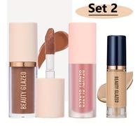 TEMU 3 Piezas/Set de Maquillaje Facial: , , Base, Duradero e Impermeable, , Cubre Imperfecciones, Realza los , un Look Diario Fácilmente