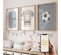 TEMU 3 Piezas/Set de Póster Personalizado con Número y de Fútbol en , Decoración Deportiva para Hogar, de Fútbol Animado para Sala, Dormitorio o Cocina, Regalo sin para Halloween/Navidad