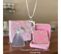 TEMU 3 Piezas Set de Regalo Hello Kitty, Bolsa de Almacenamiento, Pulsera y Collar Sanrio, Ideal para Uso Diario y como Regalo de , Navidad o Día de San Valentín para Mejores