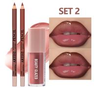 TEMU 3 piezas/set: Delineador de labios y aceite labial de larga duración | rosa y marrón, maquillaje labial hidratante para todo tipo de piel, escualano vegetal