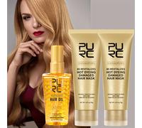 TEMU 3 Piezas SET Mascarilla Capilar de Alisadora con Queratina, Crema para Cuidado del Cabello y Desenredante, Aceite Profesional de Argán y Aminoácidos para Eliminar Frizz y Suavizar el Pelo Dañado