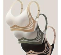 TEMU 3 piezas sin Aros para Mujer - Copas Extraíbles de Cobertura Completa, Bralette Sin Tirantes/Top de Malla - Sin Varillas, Nylon/Spandex - Ropa Interior Lavable a para Mujeres Maduras (No-)