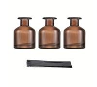 TEMU 3 Piezas Tarro Decorativo de Vidrio Transparente para Regalo, Dispensador Multiusos con 20 Varillas Difusoras Negras para Baño