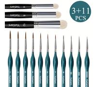 TEMU 3 Pinceles Negros para Miniaturas Pinceles de Nylon Azules, Set de 3 Pinceles de Cerdas de para Modelismo Pinceles de en Nylon - Ideal para Acrílicos, Acuarelas, Óleos y Manualidades