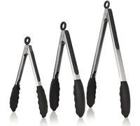 TEMU 3 pzas. Pinzas para con punta afilada, adecuadas para cocinar, asar, preparar ensaladas, hornear y servir, mango y negro, utensilio de cocina seguro para alimentos