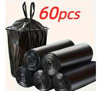 TEMU 3 Rollos de 60 Bolsas de Basura Negras Portátiles | Multiusos para Oficinas, Cocinas, Salas de Estar, Baños y Exteriores