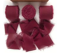 TEMU 3 Rollos en Total de 16.4 Yardas de Cinta de de Gasa | Cinta de Gasa Artesanal con para , de Flores, Envoltura de Regalos, Manualidades - Borgoña