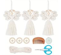 TEMU 3 Sets de Kits de Ángel de Macramé para Principiantes, con Adornos de Pared Estilo Boho y Tutoriales de Instrucción para Crear de Ángel.
