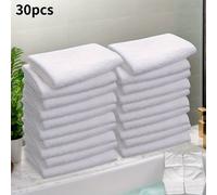 TEMU 30/40 toallas cuadradas blancas pequeñas, 30*30 rectangulares de tela, multiusos y duraderas para hogar, hotel, camping, baño y limpieza